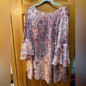 Boutique Paisley Pink and Blue Midi Dress